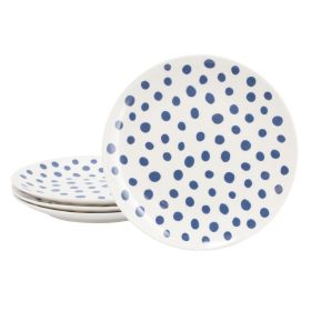 Gap Home 4 Piece 8 Inch Fine Ceramic Dots Salad Plate Set in White and Blue