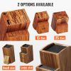 VEVOR Universal Knife Holder, Acacia Wood Knife Block Without Knives, Two-Tier Knife Storage Stand with PP Brush