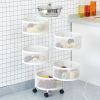 1pc rotatable multi-layer round storage rack, round floor-standing multi-layer rotatable vegetable basket storage rack, sundries and fruits